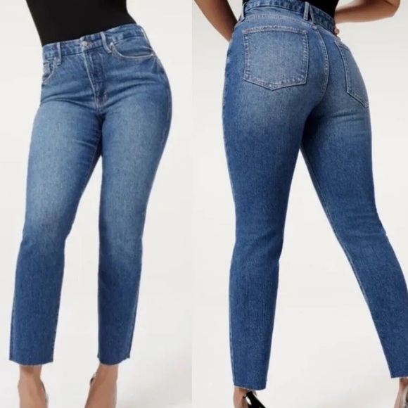 GOOD AMERICAN Good Classic Hi Rise Raw Hem Jean - Picture 2 of 5